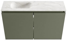 Mondiaz Ture DLux toiletmeubel 80cm army met wastafel ostra links zonder kraangat