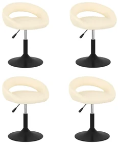 vidaXL Eetkamerstoelen draaibaar 4 st fluweel crèmekleurig