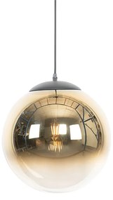 Art Deco hanglamp zwart met goud glas 33 cm - pallon Art Deco E27 Binnenverlichting Lamp