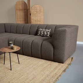 Bank Met Strepen Stiksel Bruin Chaise Longue Links
