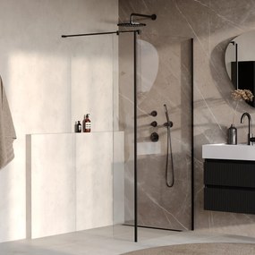 Brauer Oblivion inloopdouche helder glas 100cm met 30cm zijwand zwart mat