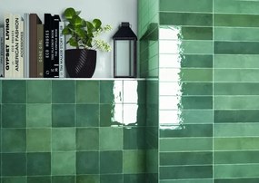Jabo Moos wandtegel groen handvorm 6.5x26 glans