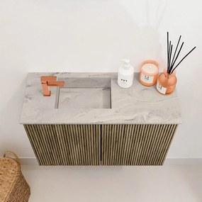 Mondiaz Joya DLux 60cm toiletmeubel dusk met wastafel faye links 1 kraangat glace