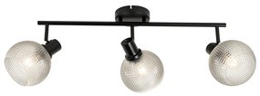 Design spot zwart met smoke glas 3-lichts - Chico