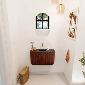 Mondiaz Joya DLux 75cm toiletmeubel ronding links/rechts ruby met wastafel faye midden zonder kraangat lava