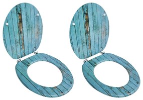 vidaXL Toiletbrillen met deksels 2 st oud hout MDF