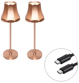 Buitenlamp met dimmer LED Set van 2 Retro tafellamp met dimmeren koper oplaadbaar IP44 - Granny Retro IP44 Buitenverlichting Lamp