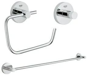 GROHE Essentials accessoireset 3-delig met handdoekhouder, handdoekhaak en toiletrolhouder zonder klep chroom 0438131/0438129/0438143/