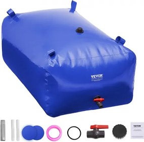 VEVOR 400L/105,7 Gallon Wateropslagzak, RV Watertank, 1000D Blauw PVC, Opvouwbare Wateropslagcontainers, Grote Capaciteit Zachtwaterzak, Draagbare Watercontainer, Brandpreventie, Kamperen