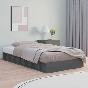 vidaXL Bedframe massief hout grijs 90x190 cm 3FT Single