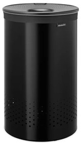 Brabantia Wasbox - 60 liter - kunststof deksel - uitneembare waszak - matt black/donker grijs 242380