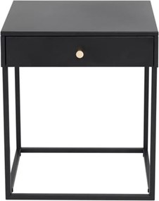 Metalen Nachtkastje Met Lade Zwart - 41x41x50cm.