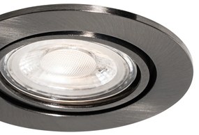 Set van 6 Moderne inbouwspots gunmetal GU10 50mm rond kantelbaar - Cisco Binnenverlichting Lamp