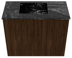 Mondiaz Joya DLux 50cm toiletmeubel walnut met wastafel faye links zonder kraangat lava