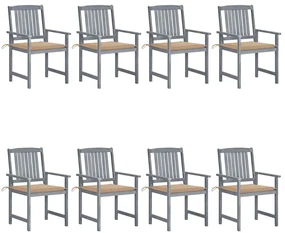 vidaXL Tuinstoelen 8 st met kussens massief acaciahout grijs