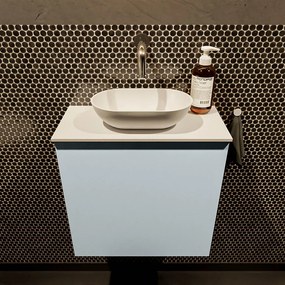 Mondiaz Fowy toiletmeubel 50cm clay met witte waskom midden zonder kraangat