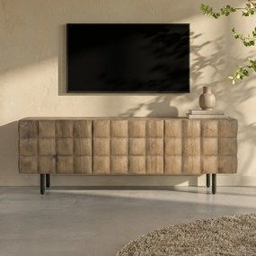Tv-meubel Mangohout Met Vierkantjes 162 Cm - 162x41.5x54cm.