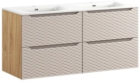 Comad Ocean Beige badmeubel 120cm met 4 lades en wastafel wit glans