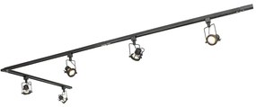 Modern railsysteem met 5 spots zwart 1-fase  - Iconic Suplux