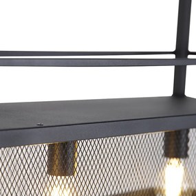 Industriële hanglamp zwart met gaas 4-lichts - Cage Rack