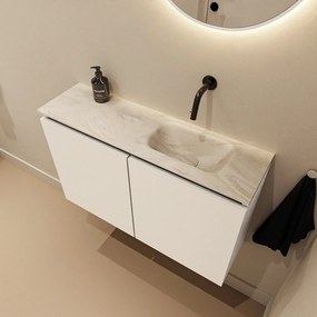 Mondiaz Ture DLux toiletmeubel 80cm talc met wastafel ostra rechts zonder kraangat