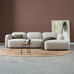 Moderne Hoekbank Rechts Beige Stof