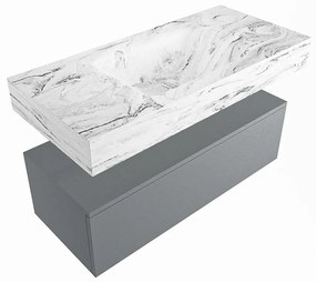 Mondiaz Alan DLux badmeubel 100cm plata 1 lade met wastafel glace midden 1 kraangat