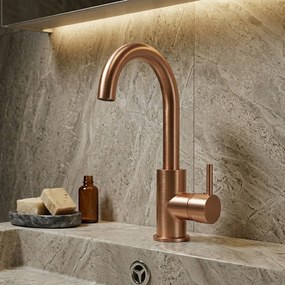Saniclear Copper Matrix wastafelkraan met hoge uitloop geborsteld koper