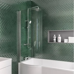 Eastbrook P-Shape badwand links 75x140cm chroom