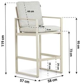 Barstoel Aluminium Taupe-naturel-bruin Lifestyle Garden Furniture Nuno