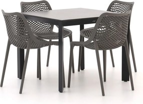 Diningset Forza | 4 personen sintered stone | Tuinset stapelbaar | 5-delig | Kees Smit Tuinmeubelen