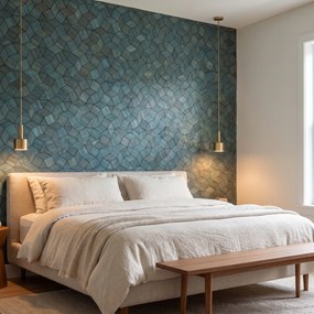 Decoratief Houten Wandpaneel | Gardenia   Cadet Blue | 60×60 cm | Amerikaans Notenhout