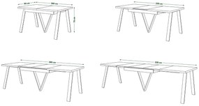 AVERY Beton Millenium/onderkant zwart - LOFT/INDUSTRIËLE TAFEL VOOR WOONKAMER/EETKAMER UITKLAPBAAR TOT 330 cm!