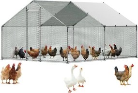 VEVOR kippenhok 3x4x2 m, inloopren met overkapping, kippenhok met torendak en veiligheidsslot, eenden- en konijnenhok, pluimveeverblijf voor achtertuin, boerderij of erf