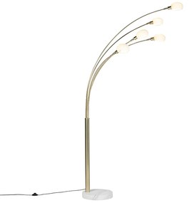 Art deco vloerlamp goud 5-lichts - Sixties Marmo