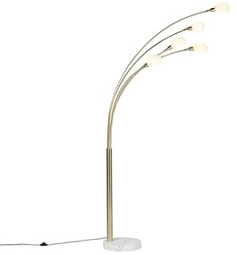 Art Deco vloerlamp goud 5-lichts - Sixties Marmo Modern, Design E14 Binnenverlichting Lamp