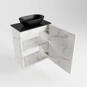 Mondiaz Fowy toiletmeubel 40cm Carrara met zwarte waskom midden zonder kraangat