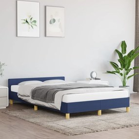 vidaXL Bedframe met hoofdeinde stof blauw 120x200 cm