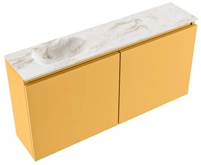 Mondiaz Ture DLux toiletmeubel 100cm ocher met wastafel frappe links zonder kraangat