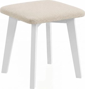 Mazzoni MILO Lichtbeige (stof Storm 04)/wit beuken onderstel - VIERKANTE GESTOFFEERDE KRUK VOOR KEUKEN/WOONKAMER