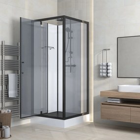 Sanigoods Bowie complete douchecabine rookglas met draaideur 90x90cm zwart mat