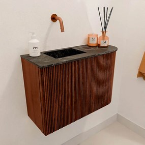 Mondiaz Joya DLux 60cm toiletmeubel ronding rechts ruby met wastafel faye links zonder kraangat lava