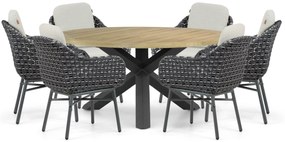 Tuinset 6 personen 160 cm Aluminium/wicker Grijs Santika Furniture Santika