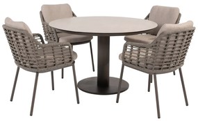 Taste by 4 Seasons Puglia tuinset terre met Sarah tafel 120 cm Tuinstoel bruin weerbestendig