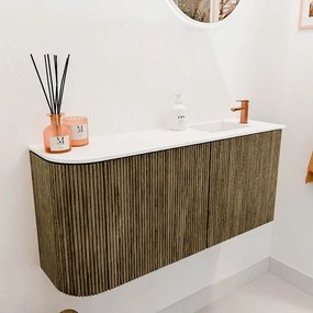 Mondiaz Joya 90cm toiletmeubel ronding links dusk met wastafel faye rechts 1 kraangat talc
