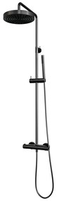 Brauer Stripe opbouw regendouche met 25cm hoofddouche en staafhanddouche gunmetal geborsteld PVD