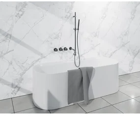 Fortifura Nebbio Badcombinatie-set - thermostaatkraan - inbouwdeel - glijstang - gladde doucheslang - staaf handdouche - badafvoer opbouw - geborsteld gunmetal PVD SW1183068 SW1111532 SW721165 SW766537 SW1108811 SW