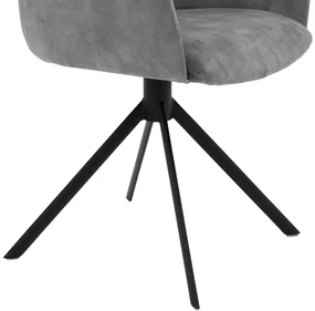 Goossens Eetkamerstoel Hera grijs velvet stof met armleuning, modern design