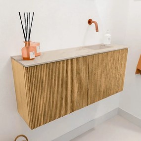 Mondiaz Joya DLux 90cm toiletmeubel oak met wastafel faye rechts zonder kraangat frappe