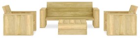 vidaXL 4-delige Loungeset geïmpregneerd grenenhout